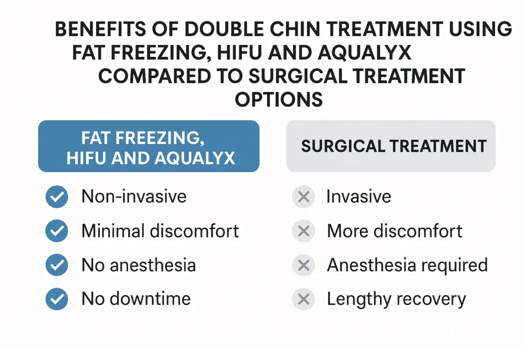 Graphic about the benefits of double chin treatment Scunthorpe - from LA LIPO